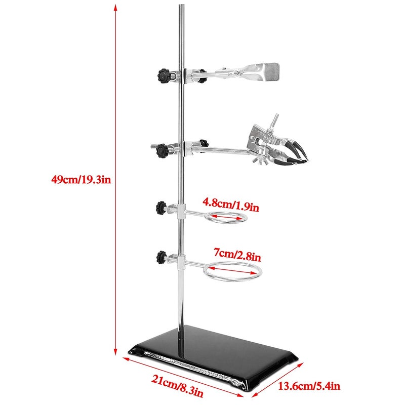 Wisamic Chemistry Laboratory Stand Set with 2 Retort Rings (Dia. 2.2/2.6 inch), Flask Clamp (Dia 1.77 inch), Lab Clamp Retort (Dia 3.15 inch), 2 Boss Head, Support Stand and Rod - Image 5